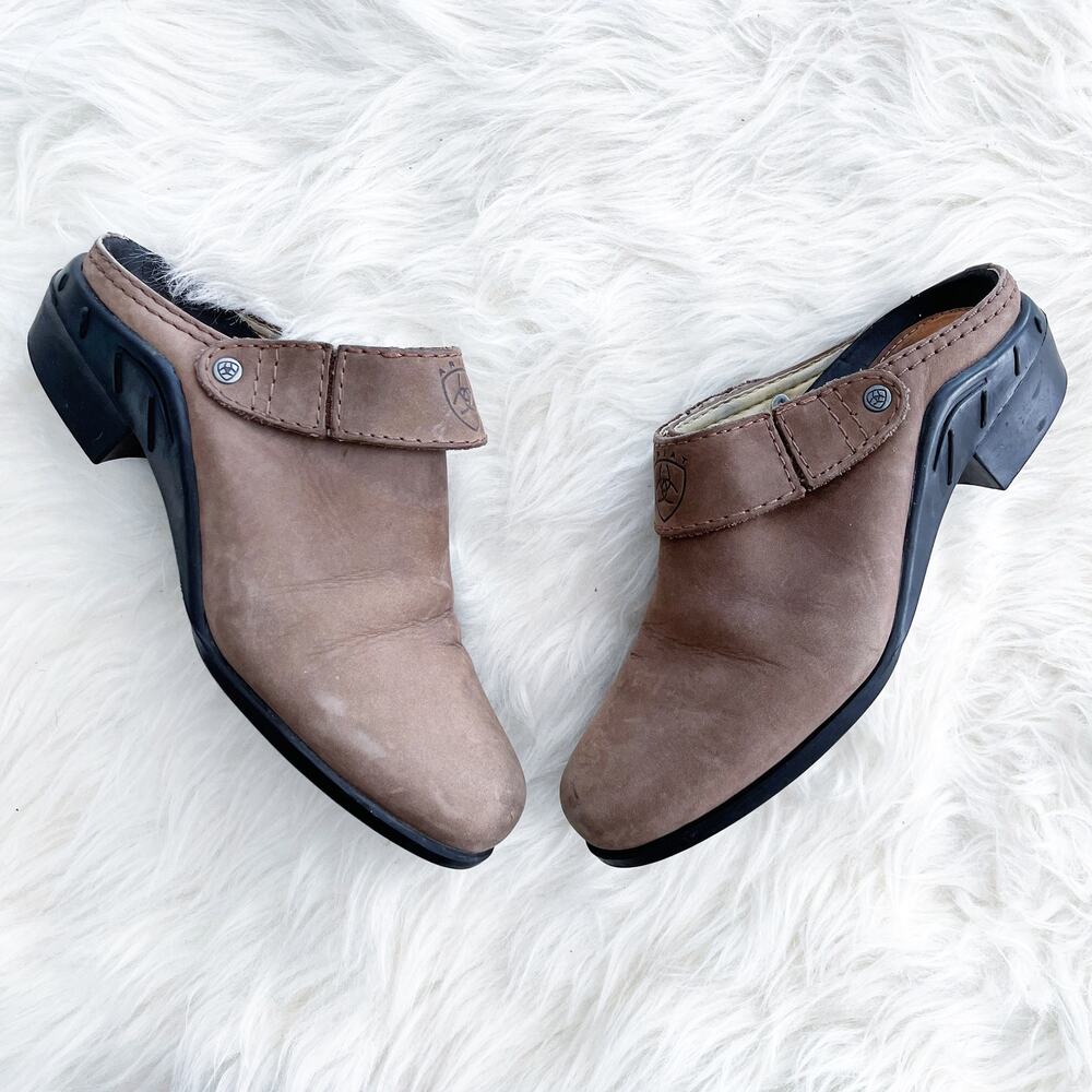 Ariat Brown Leather Sport Clog Slip On Slingback